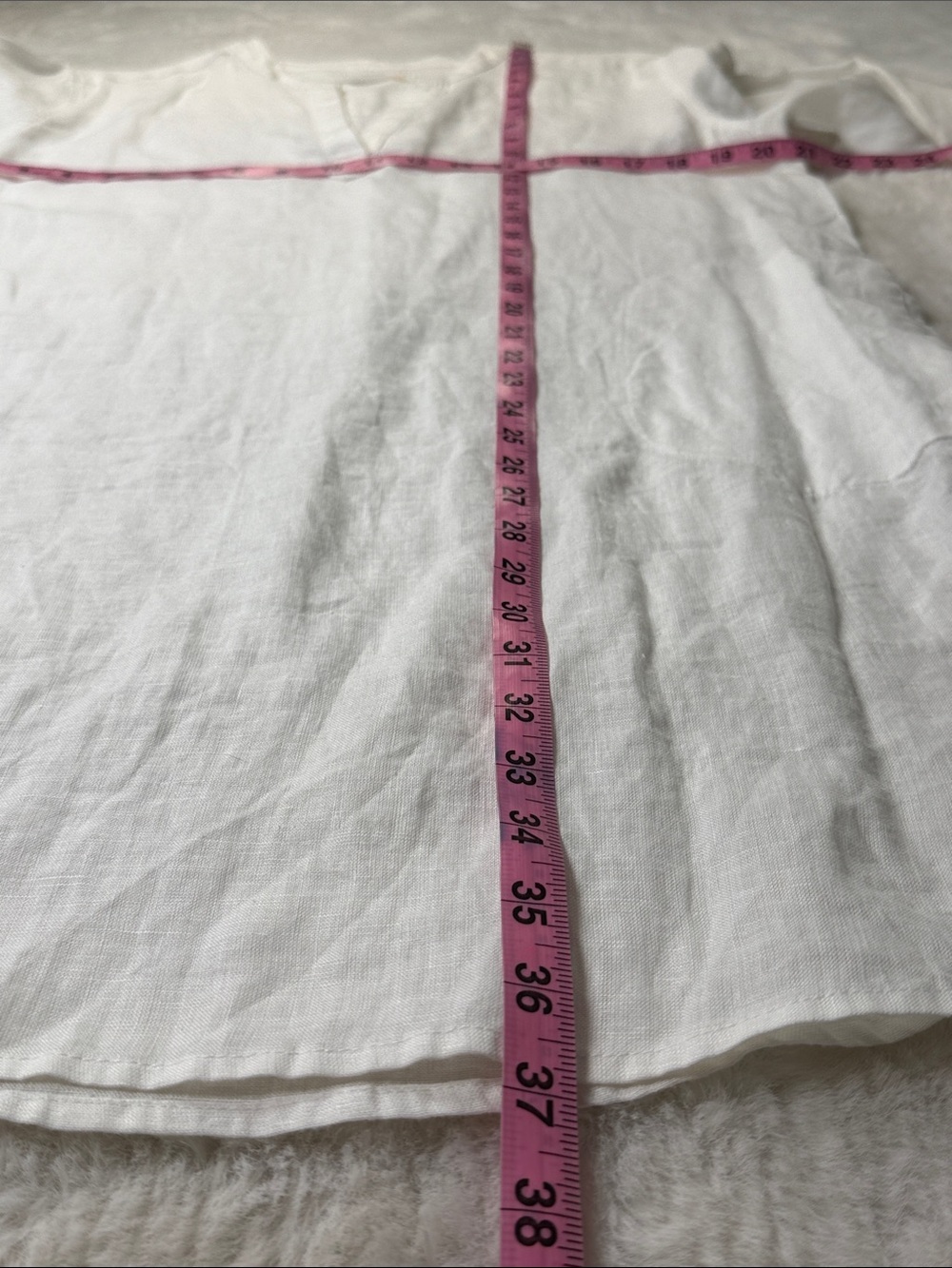 C&C California Linen Tunic Dress L White Split Neck Roll Tab Sleeve Pockets Read - Picture 9 of 14